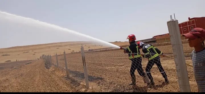 اليوسفية.. النيران تأتي على أراضي زراعية بجماعة رأس العين